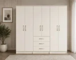 Modern 6 Door Wardrobe with 3 Drawers Spacious Bedroom Storage Wardrobe