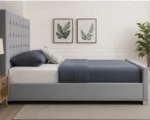Modern Silver Grey Upholstered Bed-Elegant Button Tufted Upholstered Double Bed - Image 5