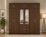 Large 6 Door Bedroom Wardrobe 2 Full-Length Mirrors & 6 Drawers