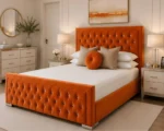 Terracotta Orange Hilton Bed Frame – Premium Upholstered Double Bed 160×200 cm - Image 5