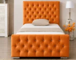 Orange Velvet Florida Single Bed Frame - 90 × 190 cm Upholstered Bed
