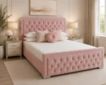 Dusty Pink Hilton 6ft Bed with Mattress – 200 × 200 cm Stylish Padded Headboard - Image 3