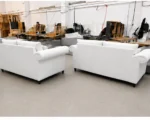 Luxury White 3+2 Sofa Set – Classic Rolled Arm Sofas with Tufted Detailing - Image 4