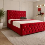 Light Crimson Florida 5ft Bed with Mattress – 180 × 200 cm Premium Upholstered Design