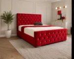 Premium Red Velvet Double Bed –Luxury Velvet Double Bed 160×200 cm / 4ft 6in - Image 5