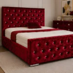 Red Florida King Size Bed with Mattress – 180 × 200 cm (5ft) Upholstered Bed