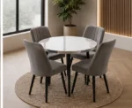 Modern Home Dining Table Set with Round Table and 4 Chairs - Image 5