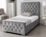 Silver Velvet Florida Single Bed Frame - 90 × 190 cm Upholstered Bed - Image 2