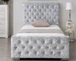 Luxury Silver Florida Single Bed with Mattress- Crystal Button 3ft Bed