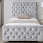 Luxury Silver Florida Single Bed with Mattress- Crystal Button 3ft Bed
