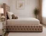 Stylish Cream Button-Tufted Double Bed – Complete with Mattress - Image 5