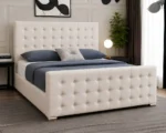 Elegant Ivory Florida King Size Bed with Mattress – 180 × 200 cm 5ft Upholstered Frame