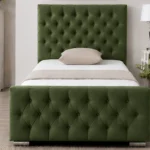 Contemporary Green Velvet Florida Single Bed - 90 × 190 cm Bed