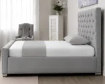 Light Grey Chesterfield Style Single Bed - Velvet Upholstered Bed Frame - Image 5