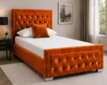 Burnt Orange Hilton Single Size Bed – Elegant Tufted Headboard with Mattress - Image 5