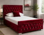 Burgundy Hilton Single Size Bed – Elegant Tufted Headboard with Mattress - Image 2