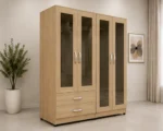 Modern Bedroom Wardrobe with 4 Doors, 4 Integrated Mirrors and 2 Practical Storage Drawers