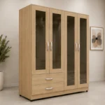 Modern Bedroom Wardrobe with 4 Doors, 4 Integrated Mirrors and 2 Practical Storage Drawers
