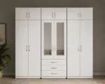 Modern 6 Door Wardrobe with 2 Mirrors Spacious Storage with 6 Drawers