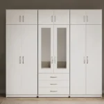 Modern 6 Door Wardrobe with 2 Mirrors Spacious Storage with 6 Drawers