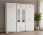 Modern 6 Door Wardrobe with 2 Mirrors Spacious Storage with 6 Drawers - Image 2