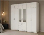Modern 6 Door Wardrobe with 2 Mirrors Spacious Storage with 6 Drawers - Image 3