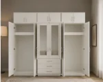 Modern 6 Door Wardrobe with 2 Mirrors Spacious Storage with 6 Drawers - Image 4