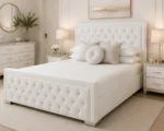 Modern White Hilton 6ft Bed with Mattress – 200 × 200 cm Stylish Padded Headboard - Image 5