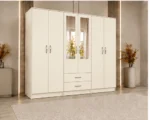 Luxury Bedroom Storage Wardrobe with Six Doors and Center Mirrors - Image 4
