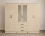 6 Door  Wardrobe with 3 Drawers & Double Mirrors  –  Modern Bedroom Storage Cabinet - Image 2