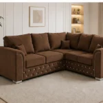 Luxury Red Corner Sofa – Modern L-Shaped Fabric Sofa