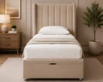 Neutral Beige Single Ottoman Bed – Space-Saving Design with Storage Base