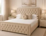 Luxury Beige Hilton Double Bed with Mattress – Elegant Upholstered 4ft 6in Bed - Image 5