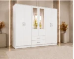 Spacious 6 Door Wardrobe with Center Mirrors and Built-In Drawers - Image 4