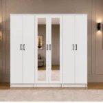 Modern White 6 Door Wardrobe with 2 Full-Length Mirrors Spacious Bedroom Storage- Custom Colours & Sizes Available