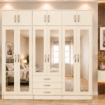 Cream 6 Door Mirror Wardrobe – Sophisticated Furniture for Modern Bedrooms