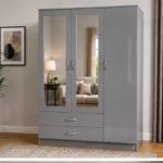 Elegant Grey 3 Door Wardrobe – Modern Bedroom Furniture– 3 Door Storage