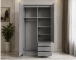 Space-Saving 2-Door Mirrored Wardrobe – Stylish Clothes Storage Cabinet - Image 3