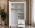 White Space-Saving Mirrored Wardrobe – Modern Bedroom Furniture - Image 3