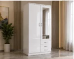 White Space-Saving Mirrored Wardrobe – Modern Bedroom Furniture