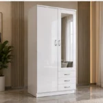 White Space-Saving Mirrored Wardrobe – Modern Bedroom Furniture