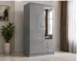 Space-Saving 2-Door Mirrored Wardrobe – Stylish Clothes Storage Cabinet