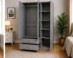 Elegant Grey 3 Door Wardrobe – Modern Bedroom Furniture– 3 Door Storage - Image 2