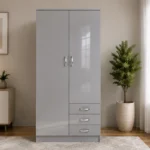 Grey 2 Door Bedroom Wardrobe – 3 Drawer Storage Unit – Modern Design