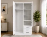 Modern Double Wardrobe with 3 Drawers – Clothes Storage– 2 Doors & 3 Spacious Drawers - Image 3
