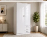 Modern Double Wardrobe with 3 Drawers – Clothes Storage– 2 Doors & 3 Spacious Drawers - Image 2