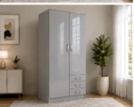 Grey 2 Door Bedroom Wardrobe – 3 Drawer Storage Unit – Modern Design - Image 2
