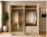 Cream Beige 4 Door Wardrobe – Contemporary Storage with Drawers - Image 2
