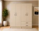 Cream Beige 4 Door Wardrobe – Contemporary Storage with Drawers