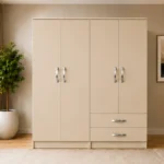 Cream Beige 4 Door Wardrobe – Contemporary Storage with Drawers
